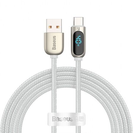 Кабель USB BASEUS Display Fast Charging, USB - Type-C, 5A, 2 м, белый - 4