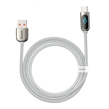 Кабель USB BASEUS Display Fast Charging, USB - Type-C, 5A, 2 м, белый - 1