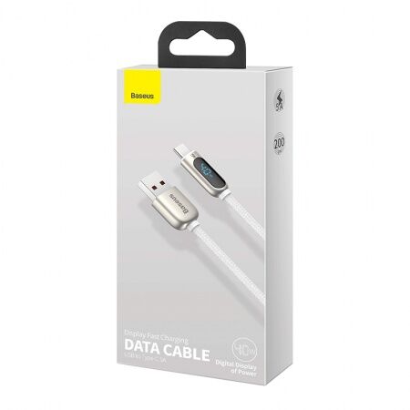 Кабель USB BASEUS Display Fast Charging, USB - Type-C, 5A, 2 м, белый - 8