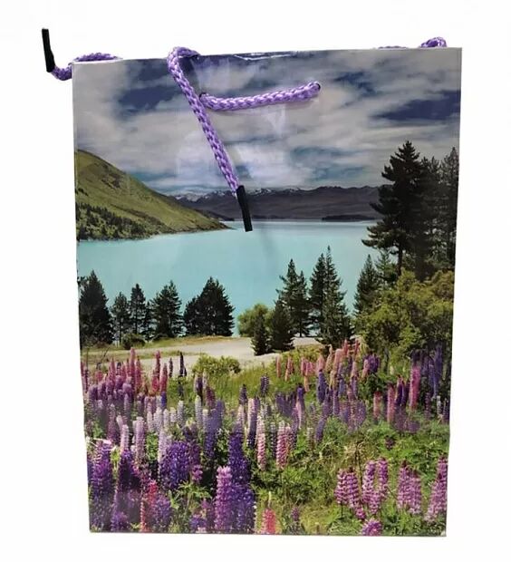 Пакет подарочный ламинированный (180x230x100мм) - (Purple/Фиолетовый)