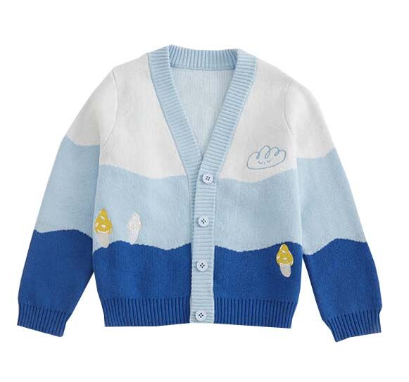 Детская кофта 10:07 Children's Cotton Gradient Embroidered Mushroom Pullover Powder (Blue) : отзывы и обзоры 