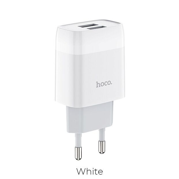 СЗУ HOCO C73A Glorious 2xUSB, 2.4А  USB кабель Type-C, 1м (белый) - 6