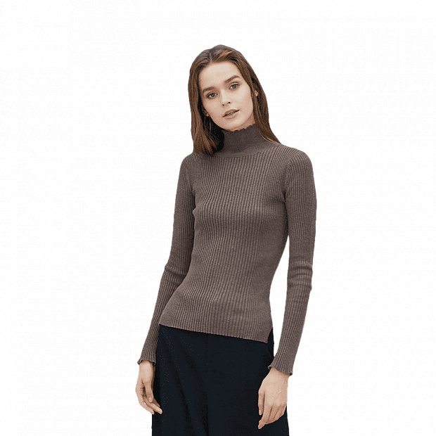 Женская водолазка 10:07 Petal Collar Slim Versatile Sweater (Brown/Коричневый) : характеристики и инструкции 