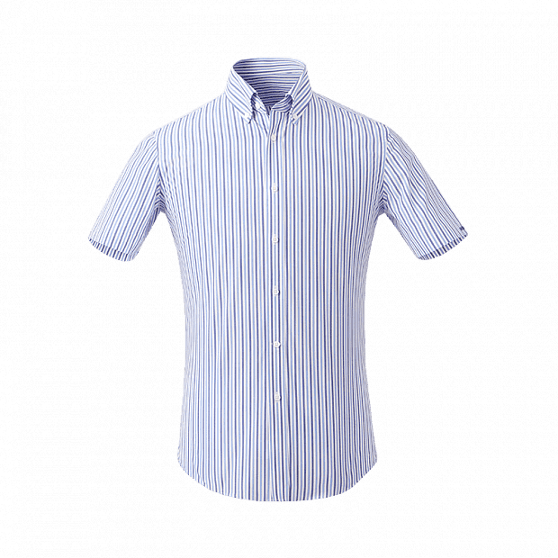 Рубашка с коротким рукавом Matchu Code Still Bamboo Fiber Striped Shirt (Light Blue/Светло-Го : отзывы и обзоры 