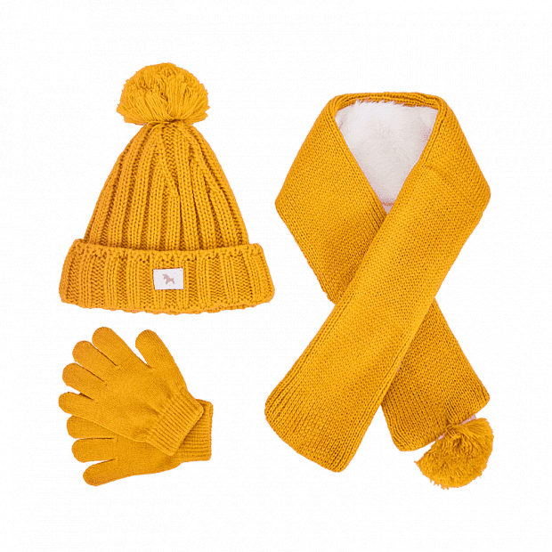 Детский набор (шарф, шапка, перчатки) Xiaomi Childish Knitted Handbag Set (Yellow/Желтый) : отзывы и обзоры 