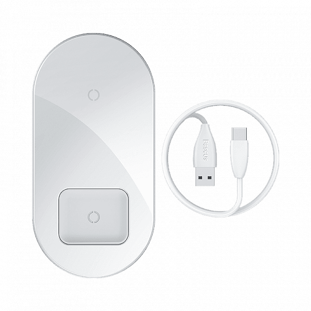 Беспроводное зарядное устройство Baseus 2-In-1 Wireless Charger (White/Белый) 