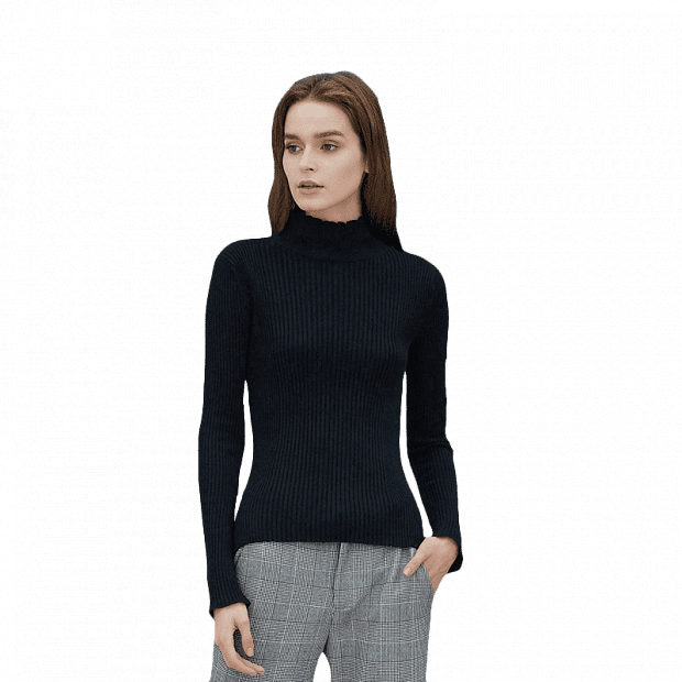 Женская водолазка 10:07 Petal Collar Slim Versatile Sweater (Black/Черный) 