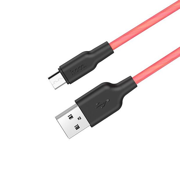 USB кабель HOCO X21 Silicone MicroUSB, 1м, силикон (красный/черный) - 3
