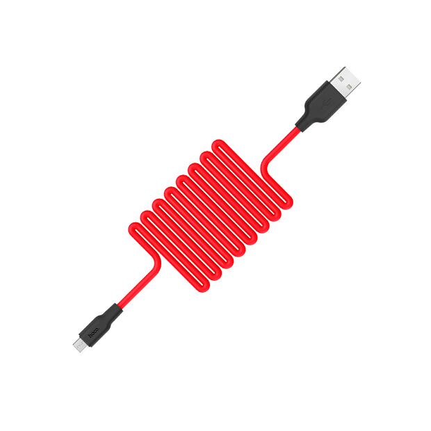 USB кабель HOCO X21 Silicone MicroUSB, 1м, силикон (красный/черный) - 1