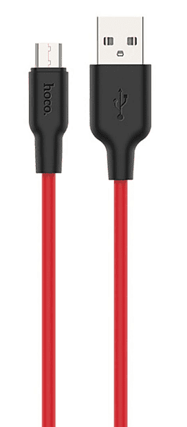 USB кабель HOCO X21 Silicone MicroUSB, 1м, силикон (красный/черный) - 4